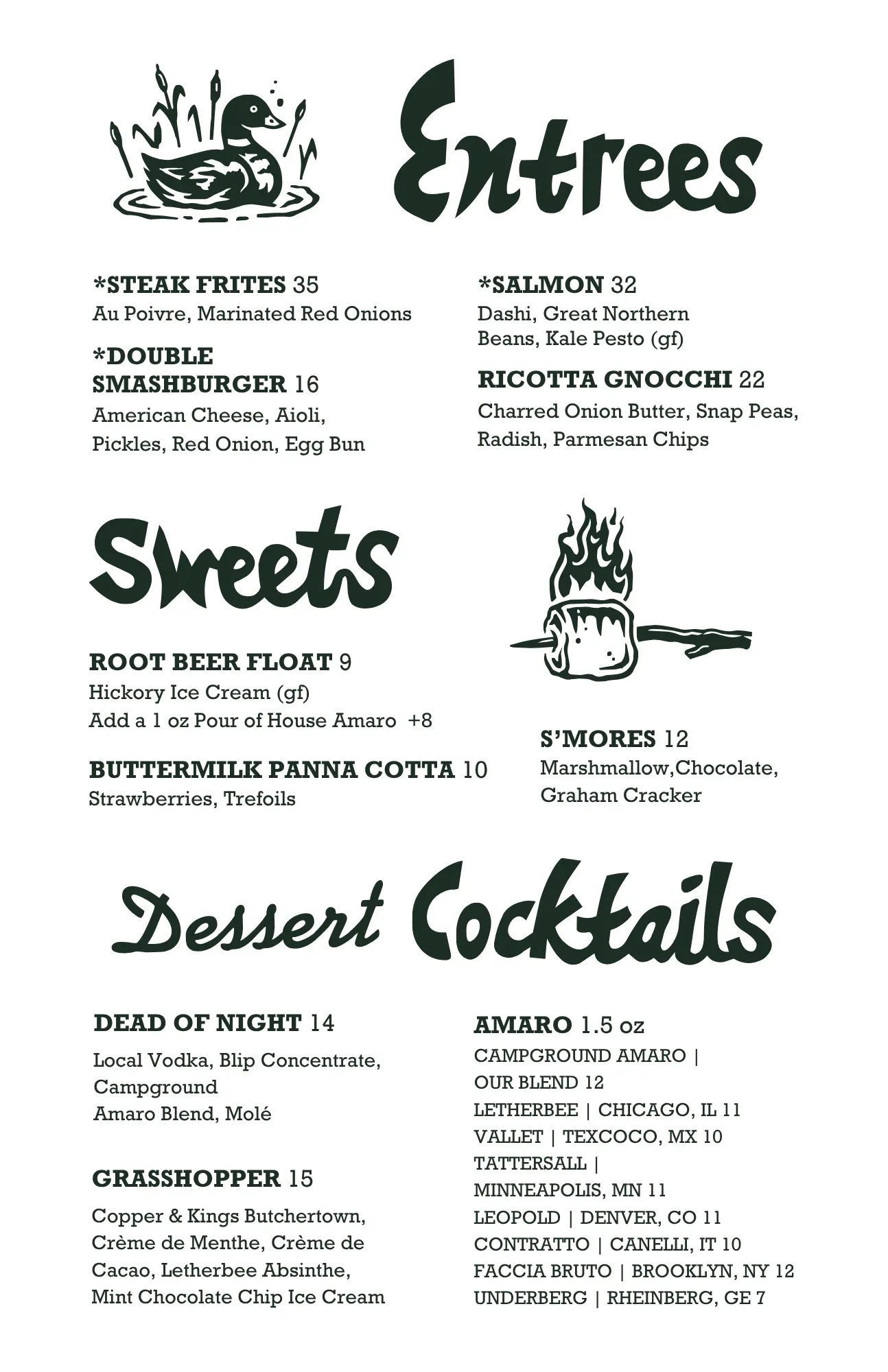 The Campground menu page 6