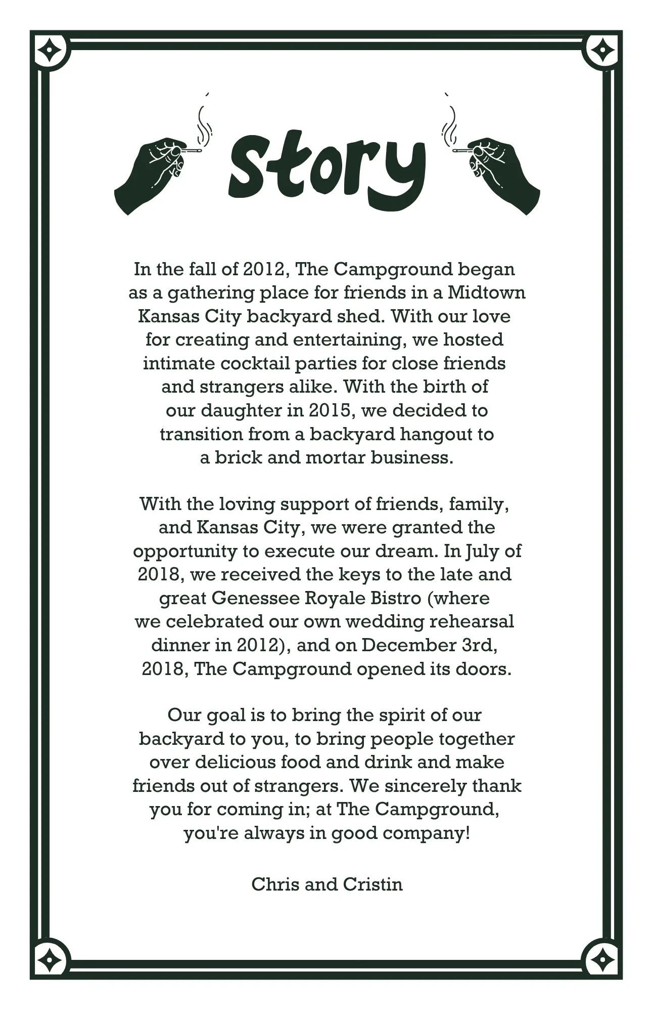 The Campground menu page 9